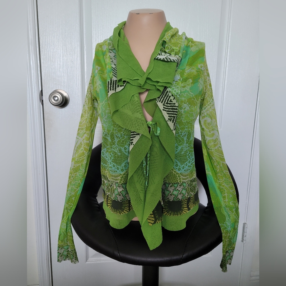 Fuzzi Italy Cardigan Top Green Size Xs Nwt